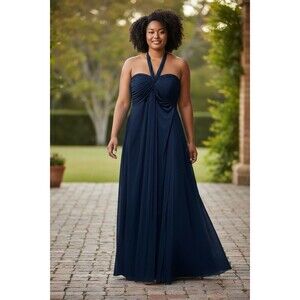 B. Smart Navy Blue Halter Formal Prom Dress Women’s Plus Size 24W 3X